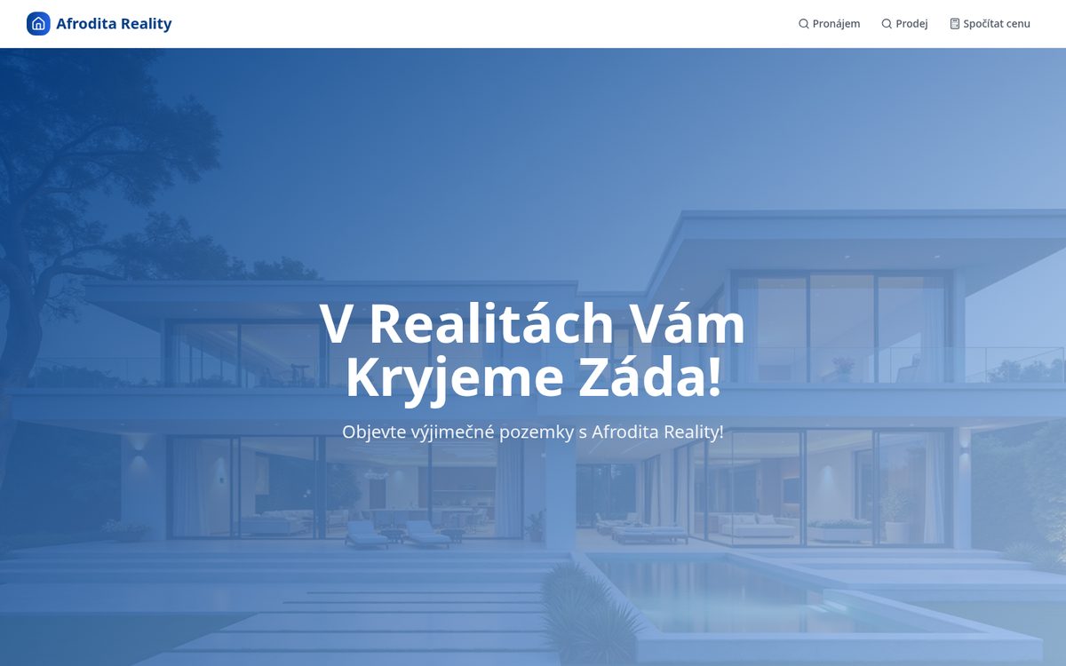 Web projektu Afrodita Reality