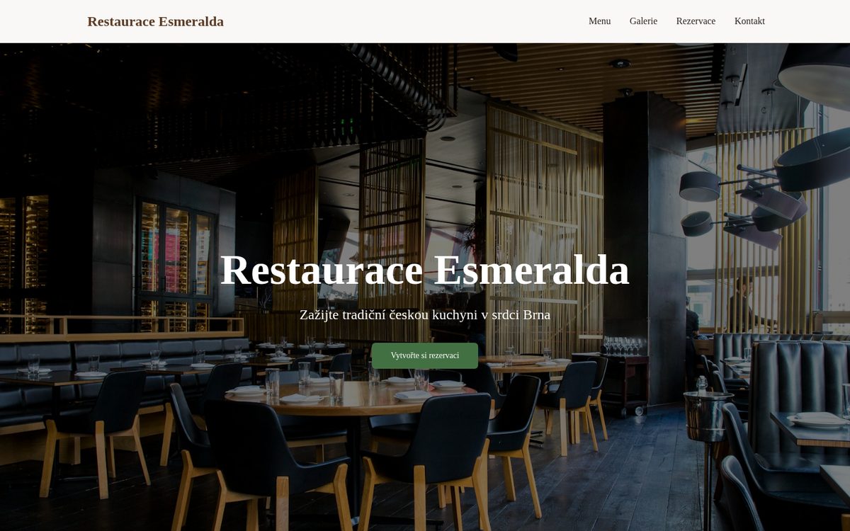 Web projektu Restaurace Esmeralda